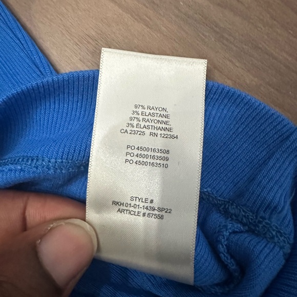 Aritzia Babaton Blue Turtleneck Short Sleeve Ribbed Stretchy Crop Top - Picture 5 of 5